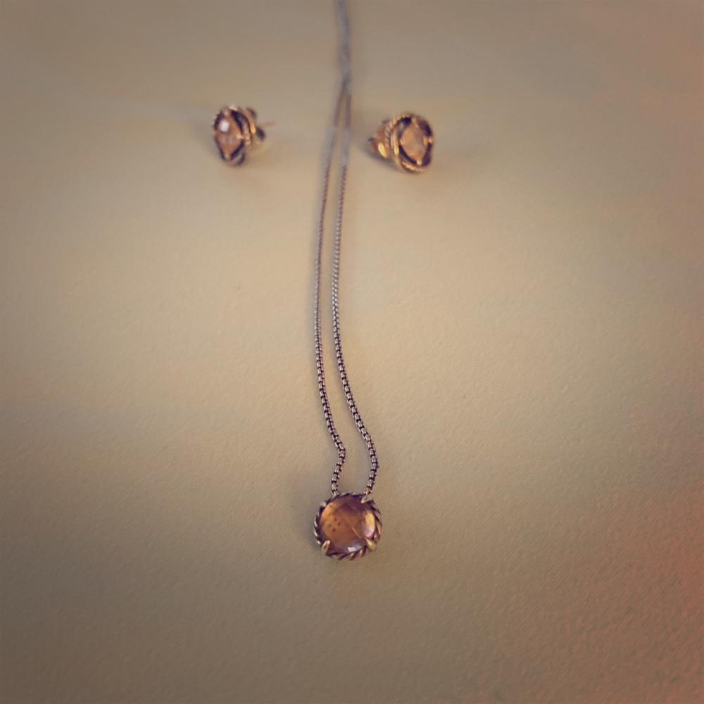 DY 925 Morganite earnings, necklace and pendant